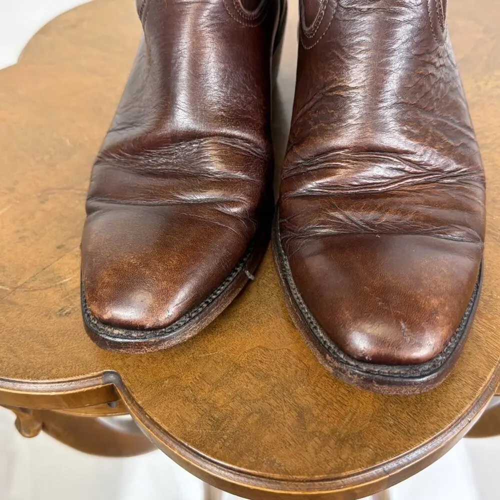 Frye Vintage Brown Leather Western Cowboy Boots Made in USA Men's 8.5D Heritage
